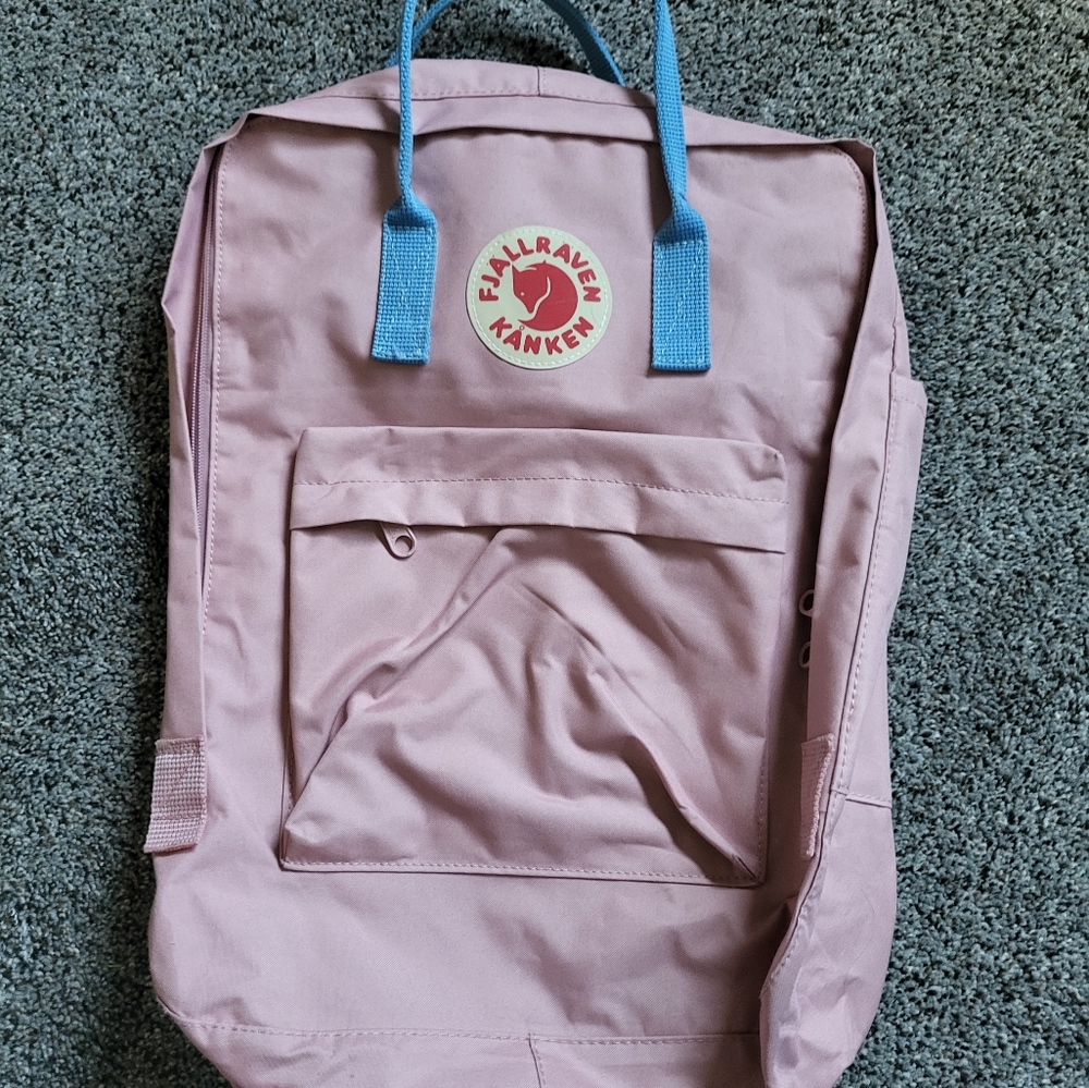 Fjallraven Kanken pink and blue backpack